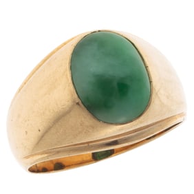 Gent's Jade, 10k Yellow Gold Ring