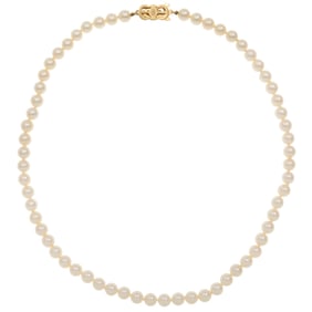 Cultured Pearl, 18k Yellow Gold Necklace, Mikimoto