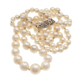 Cultured Pearl, 14k White Gold Necklace