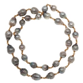 Tahitian Cultured Pearl, 18k Yellow Gold Necklace