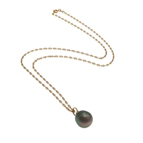 Cultured Tahitian Pearl, 14k Yellow Gold Necklace