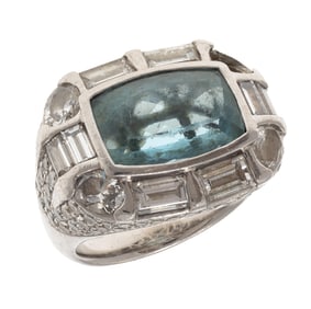 Aquamarine, Diamond, Platinum Ring, Shreve & Co.