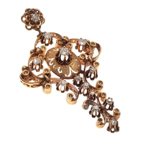 Victorian Diamond, 14k Rose Gold Pin Pendant