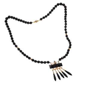 Onyx, 14k Rose and Yellow Gold Necklace