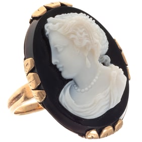 Hardstone Cameo, 10k Yellow Gold Ring