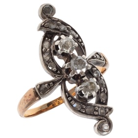 Victorian Diamond, 18k, Silver Ring