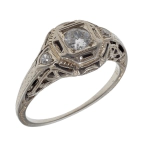 Edwardian Diamond, 18k White Gold Ring