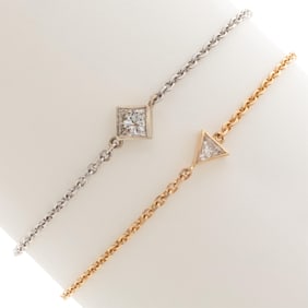 Collection of Two Diamond, 14k Bracelets