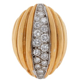 Diamond, 18k Yellow and White Gold Bombe Ring
