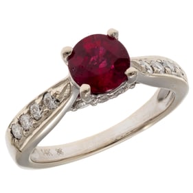 Ruby, Diamond, 14k White Gold Ring