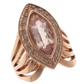 Morganite, Diamond, 14k Rose Gold Ring