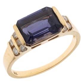 Iolite, Diamond, 14k Yellow Gold Ring