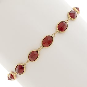 Garnet, 14k Yellow Gold Bracelet