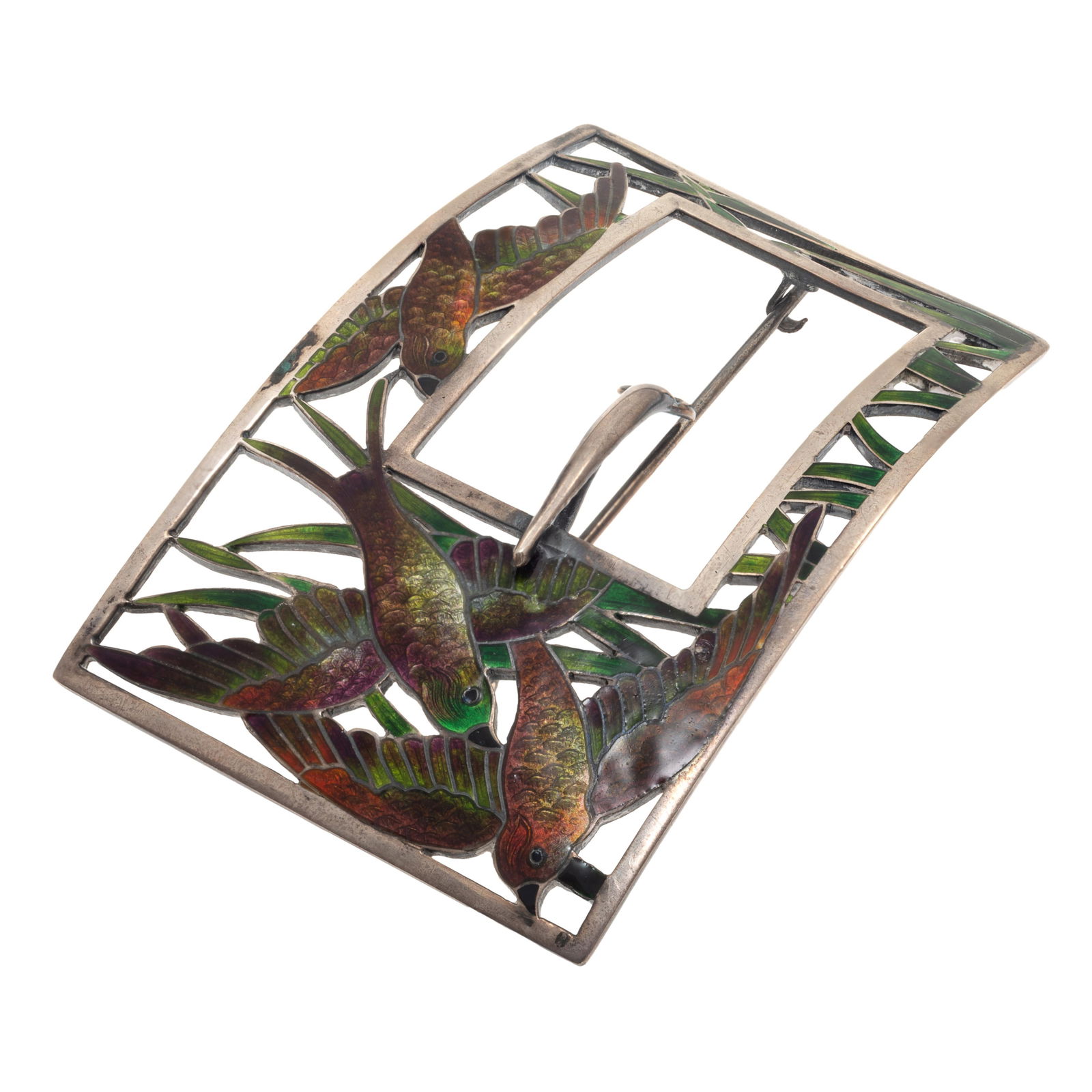 Victorian Enamel, Sterling Silver Buckle Pin (1 of 5)