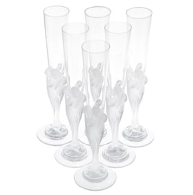 Erte Art Deco Champagne Flutes