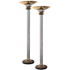 Pair of Art Deco 'Amazonian' Floor Torchieres, Walter Prosper