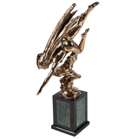 Contemporary Brass Statue of a Diving Woman