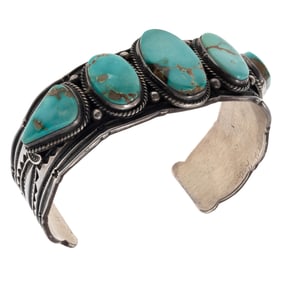 Navajo Turquoise, Sterling Silver Cuff Bracelet, Darrell Cadman
