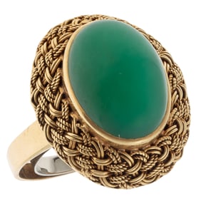 Chalcedony, 18k Yellow Gold Ring