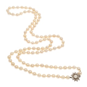 Cultured Pearl, 14k White Gold Necklace