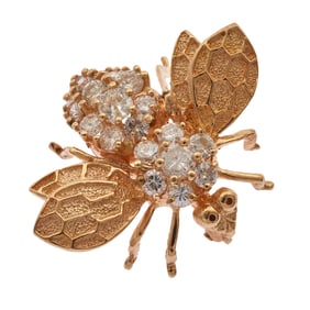 Diamond, 14k Yellow Gold Fly Pin