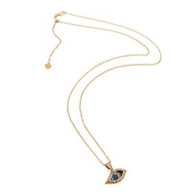 Glass, 14k Yellow Gold "Evil Eye" Necklace