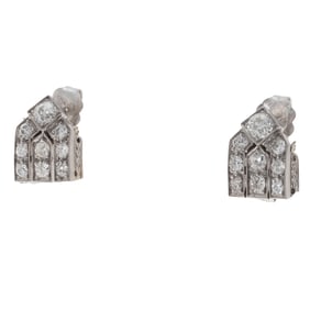 Pair of Diamond, Platinum, 14k Earrings