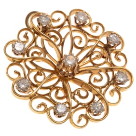 Diamond, 14k Yellow Gold Pin Pendant