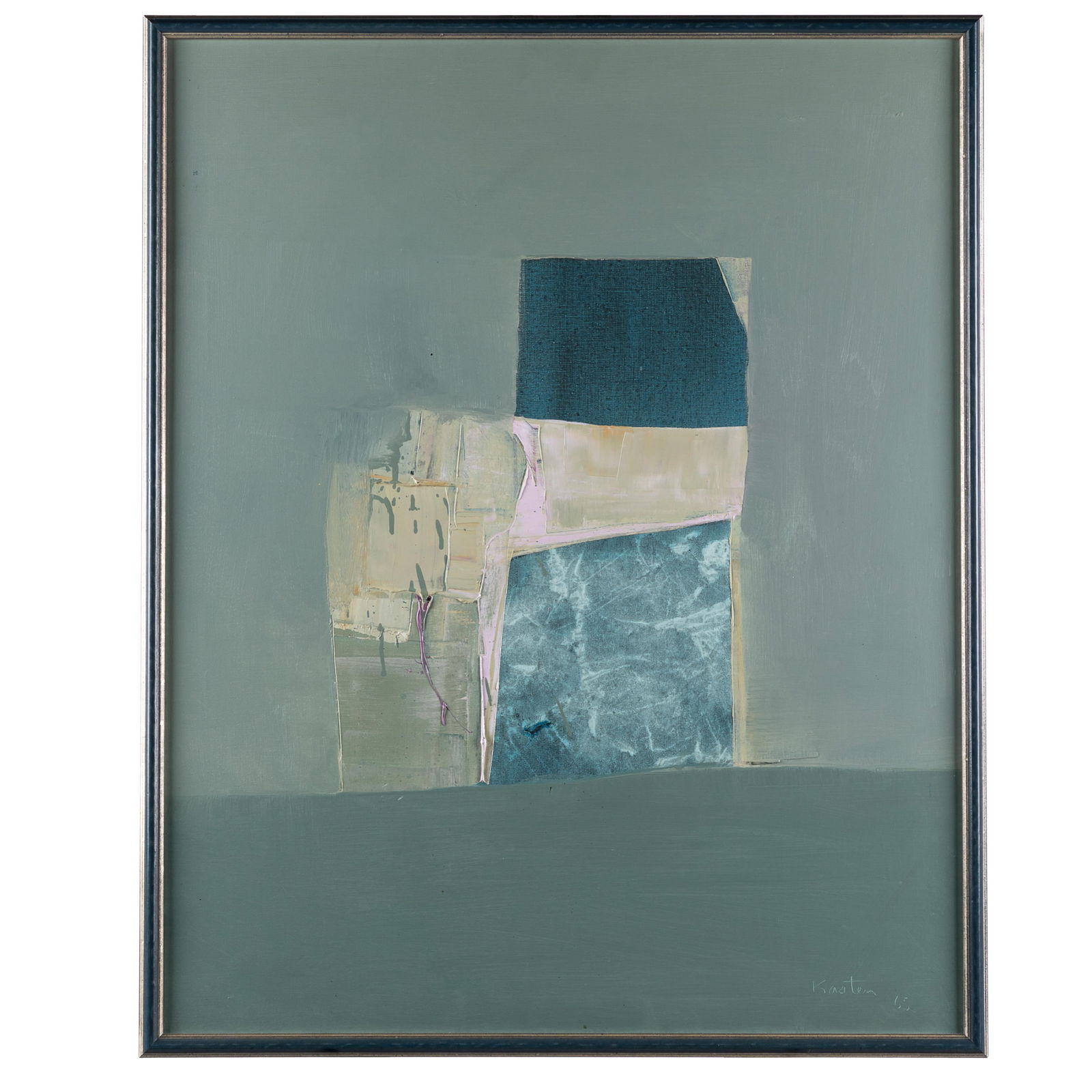 Karl Kasten (American 1916-2010): Karl Kasten (American 1916-2010)Geometric abstract in green.oi on canvasSigned, dated l/r27in. x 33in (68cm. x 84cm)Karl Kasten, a painter and printmaker and professor at UC Berkeley is recognized in