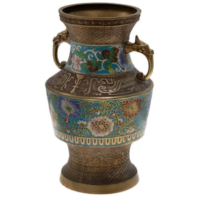 Chinese Champlevé Enamel and Bronze Vase