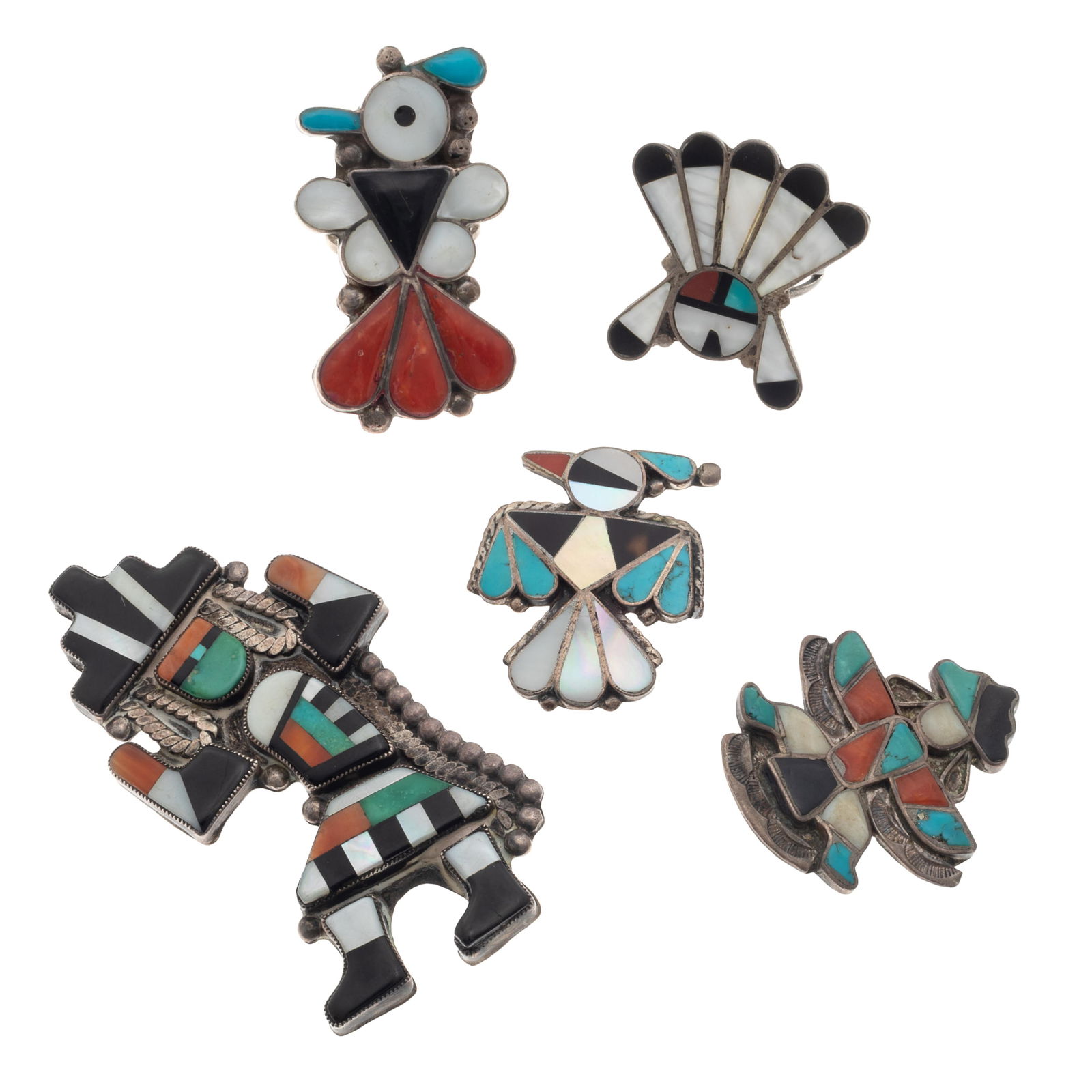 Collection of Inlaid Multi-Stone, Sterling Silver Zuni Jewelry (1 of 4)