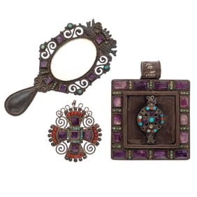 Collection of Amethyst, Turquoise, Coral, Silver Matilde Poulat Items
