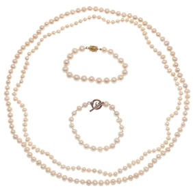 Collection of Freshwater Cultured Pearl Necklaces and Bracelets