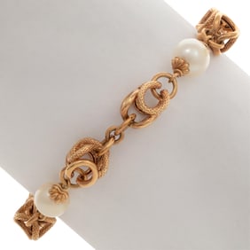 Cultured Pearl, 14k Rose Gold Bracelet