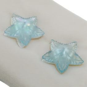 Pair of Unmounted Blue Topaz, Mother-of-Pearl "Flowers"