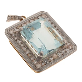 Aquamarine, Diamond, 18k Pendant