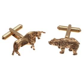 Pair of 14k Bull and Bear Cufflinks