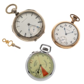 Two Waltham Pocket Watches with a Pastor Stop Watch