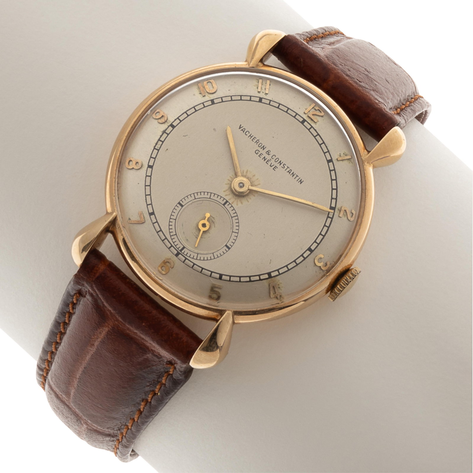 Vacheron & Constantin 18k Yellow Gold Wristwatch: Vacheron & Constantin 18k Yellow Gold Wristwatch DIAL: Round, silvered, applied gold Arabic hour markers, black inner minutes track, gold baton hands, subsidiary dial at 6 o'clock, Vacheron & Constant