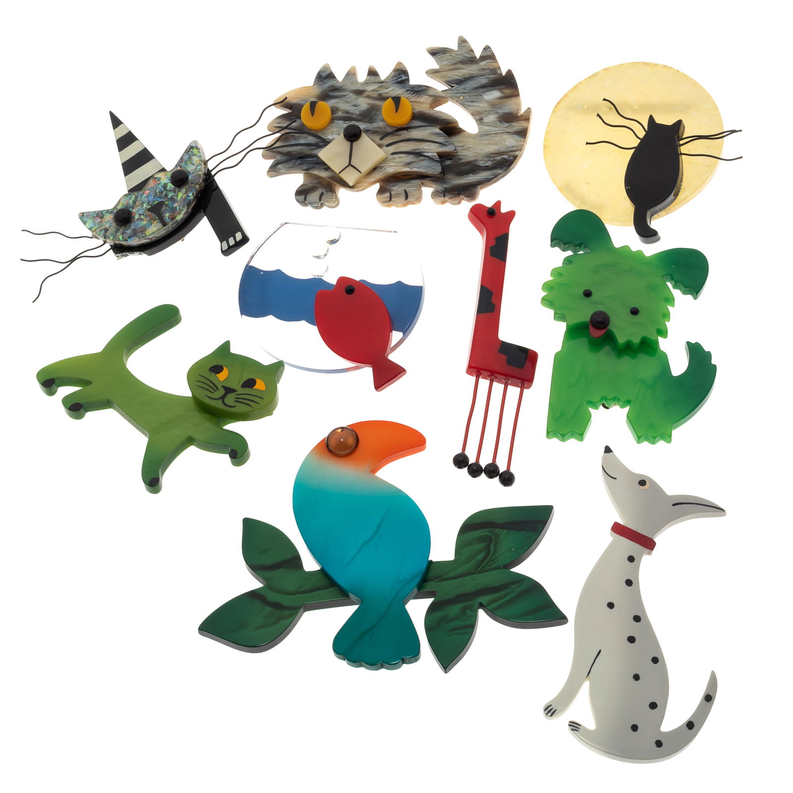 Collection of Nine Marie Christine Pavone Figural Pins (1 of 4)