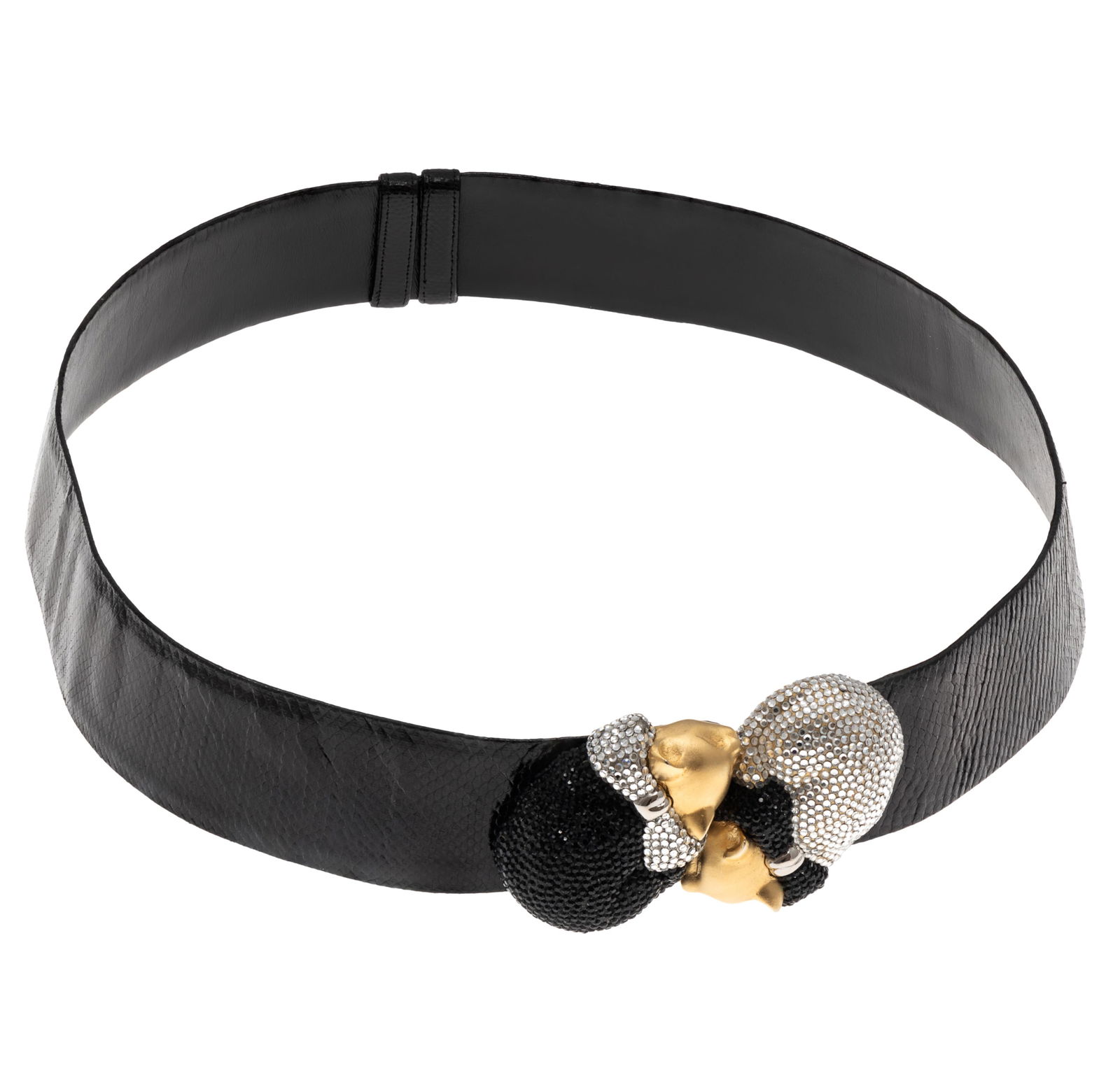 Crystal, Leather "Sleeping Cat" Belt, Judith Lieber (1 of 4)