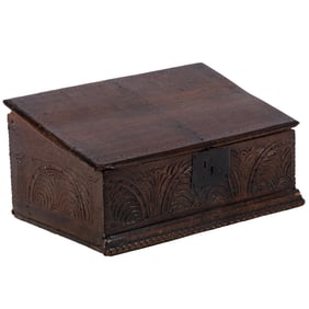 Jacobean Carved Oak Bible Box