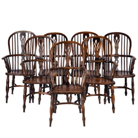 Set of English Windsor/Lancashire Mixed Wood Chairs