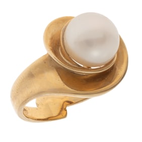 Cultured Freshwater Pearl, 14k Yellow Gold Ring