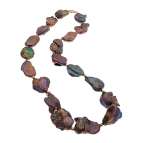 Baroque Freshwater Cultured Pearl, 14k Necklace