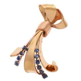 Retro Sapphire, 14k Yellow and Rose Gold Pendant