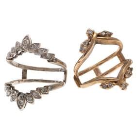 Collection of Two Diamond, 14k Guard Rings