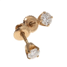 Pair of Diamond, 14k Yellow Gold Earrings