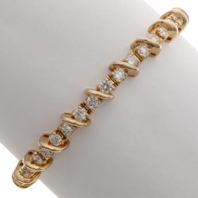 Diamond, 14k Yellow Gold Line Bracelet