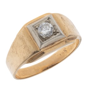Gent's Diamond, 14k Yellow and White Gold Ring